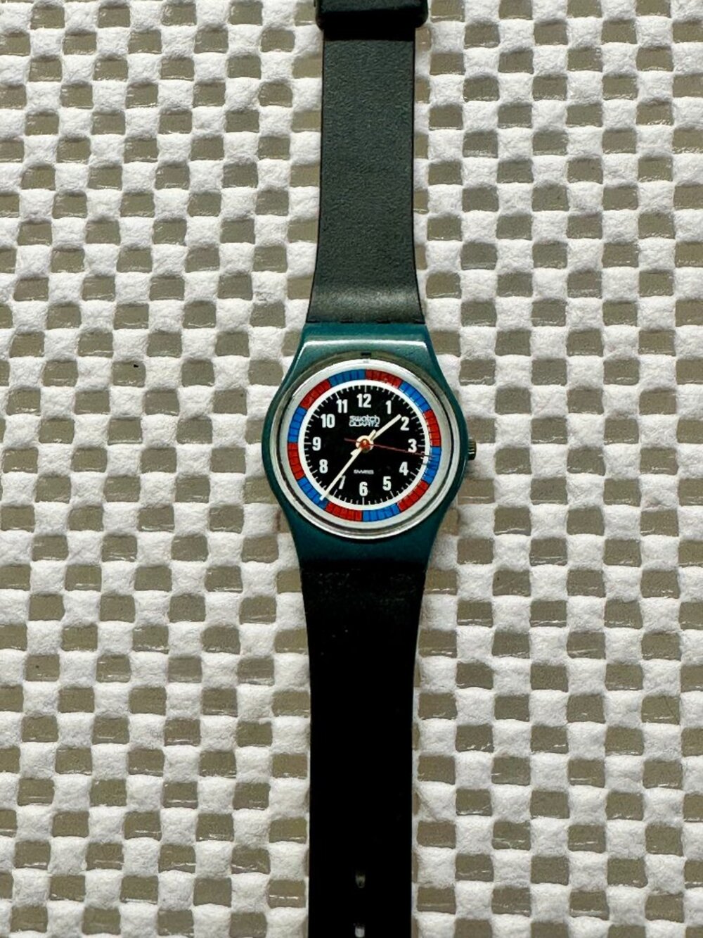 Swatch Watch Lady Tri Color Racer LS102 Vintage 1985